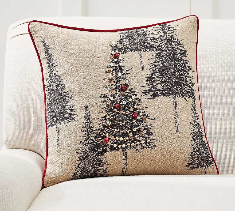 Tannen Embellished Tree Pillow Cover