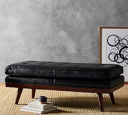 Carson Tufted Leather Ottoman