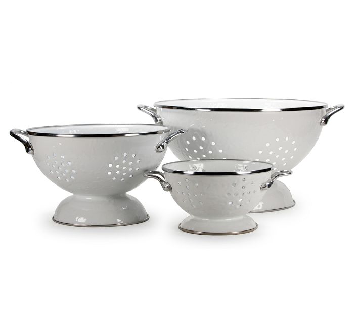 Golden Rabbit Enamel Colanders - Set of 3