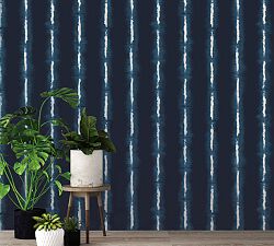 Shibori Lines Indigo Removable Wallpaper