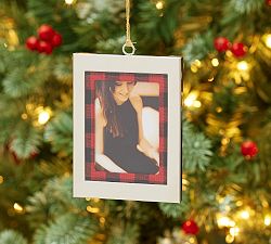 Silver &amp; Plaid Frame Ornament