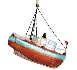 Mercury Glass Fishing Boat Ornament