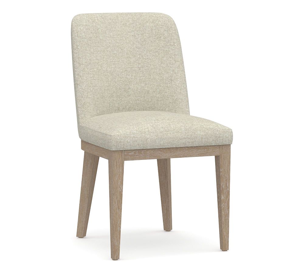 Open Box: Layton Upholstered Dining Side Chair, Seadrift Leg, Performance Heathered Basketweave Alabaster White