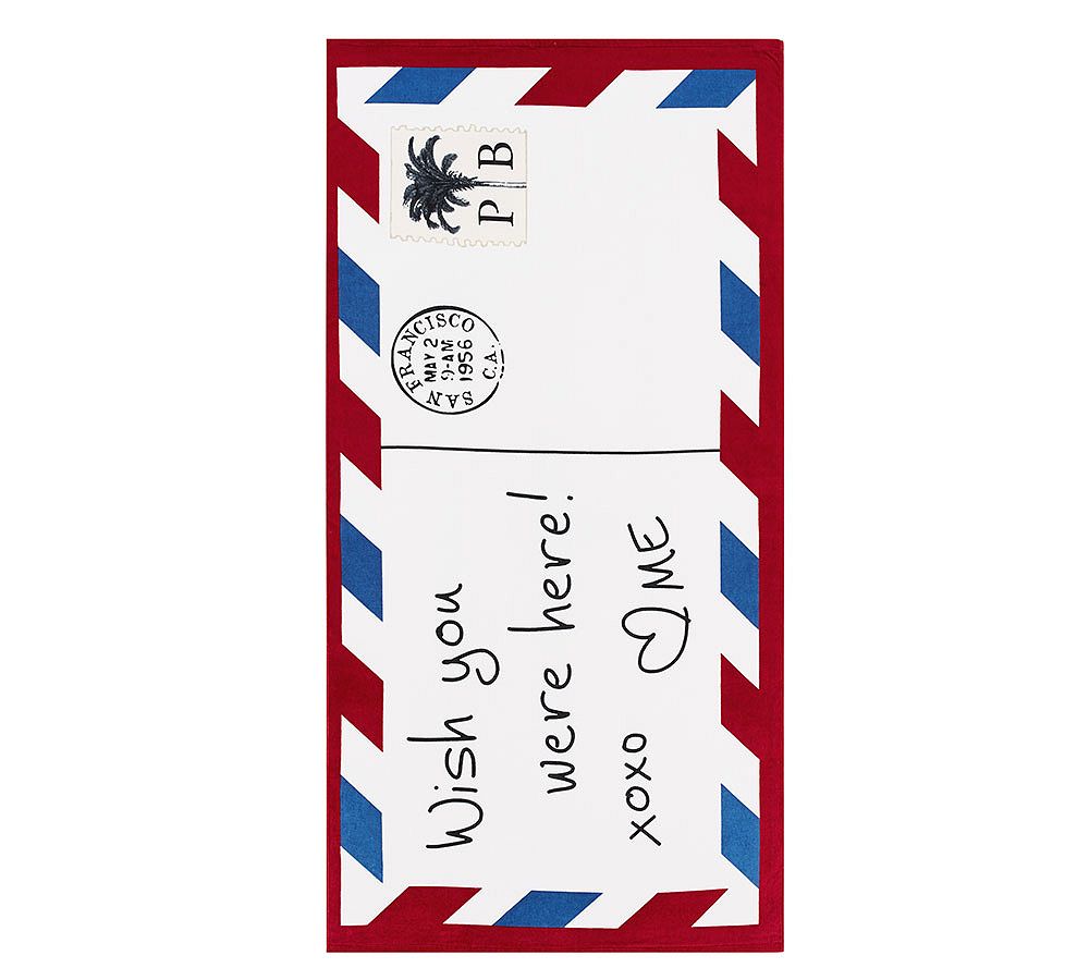 Wish You Were Here Postcard Beach Towel