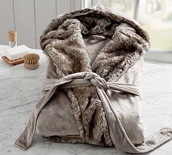 Open Box: Ombre Tipped Faux Fur Robe, Large, Caramel/Ombre