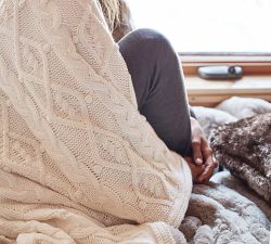 Cozy Fur Reversible Pom Pom Throw