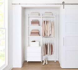 Essential&#160;Reach-In&#160;Closet by Hold Everything, 4' Hanging System with 3 Drawers&#8203;