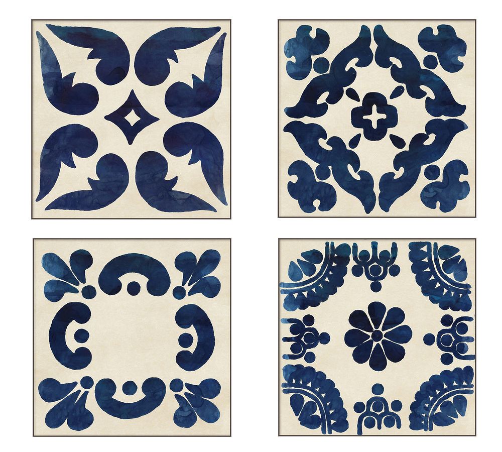 Indigo Tiles Framed Print