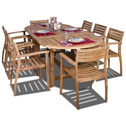 Maya Folding Teak Outdoor Dining Armchairs, Set of 2