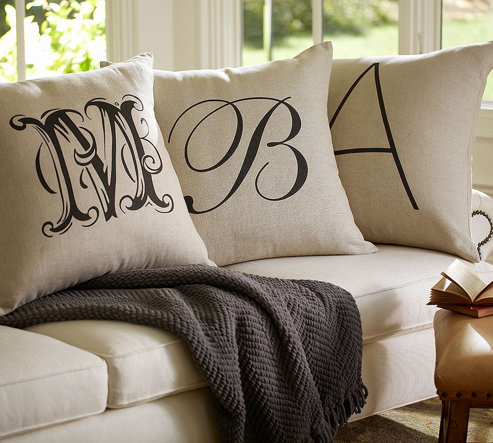 Personalized Alphabet Linen Pillow Cover