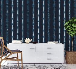 Shibori Lines Indigo Removable Wallpaper
