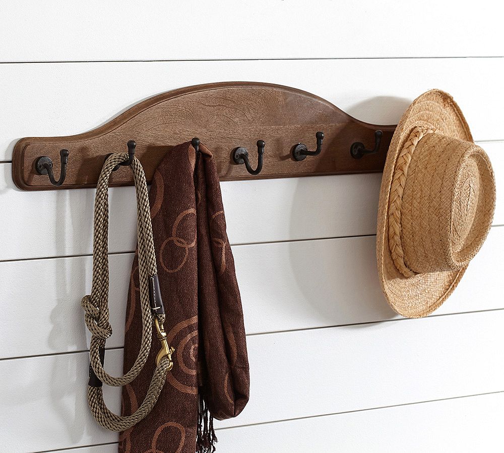 Wood Plaque Row of Hooks