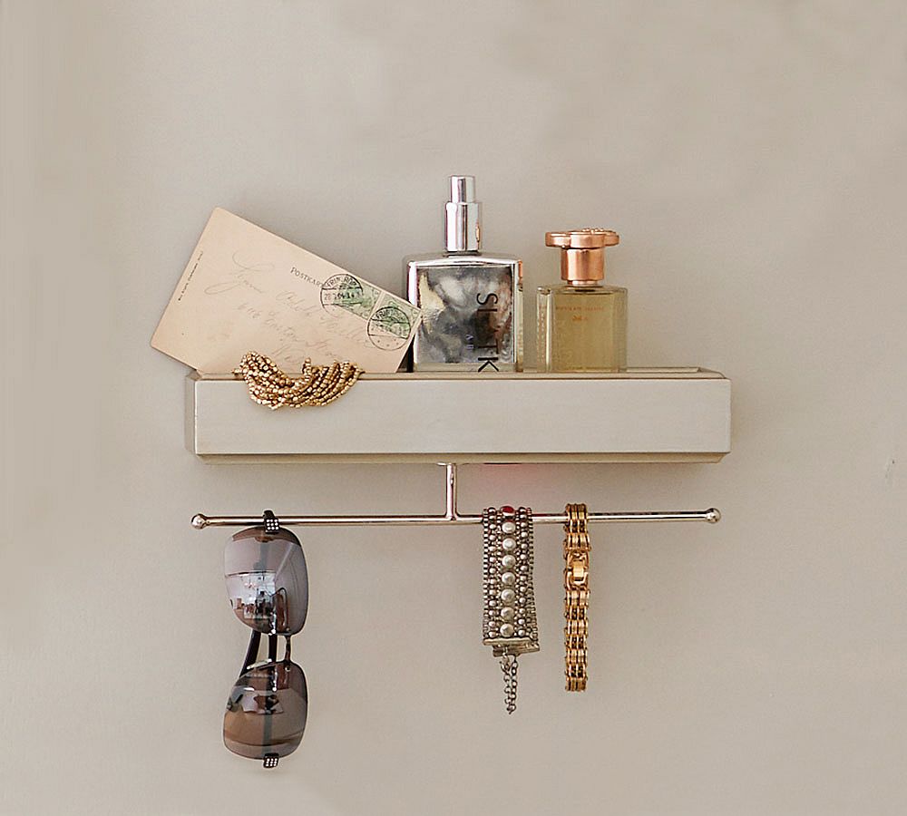 Blake Wall Mount Jewelry Tray With Hooks