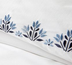 Blossom Embroidered Organic Percale Duvet Cover