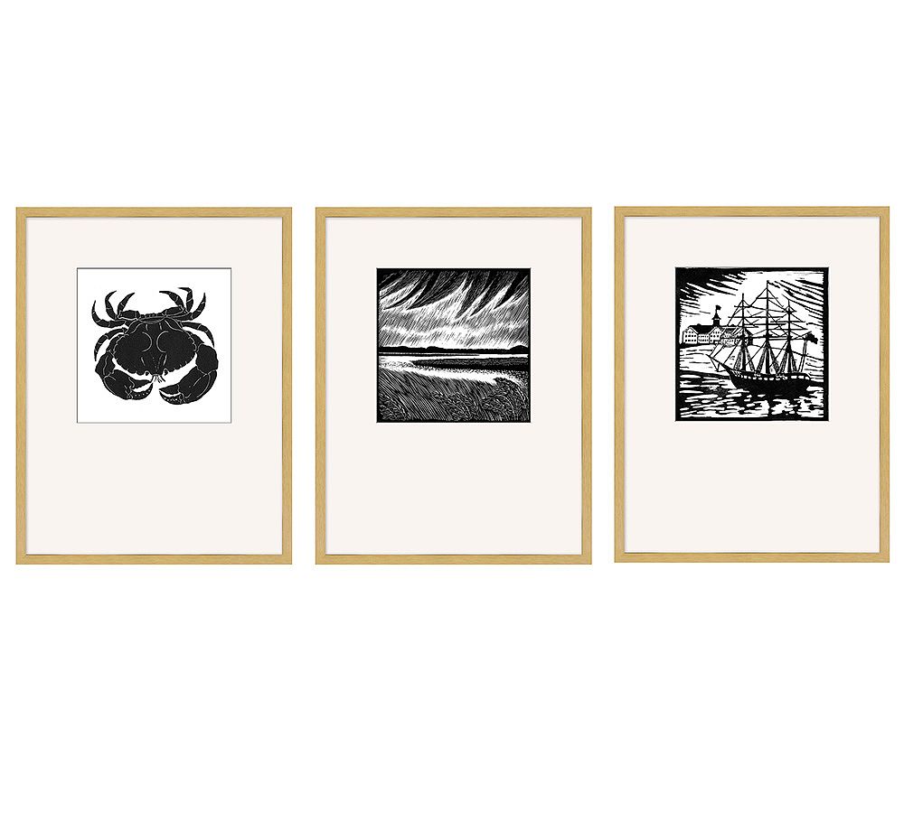 Coastal Woodblock Print
