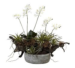 Faux Orchid and Succulent Garden
