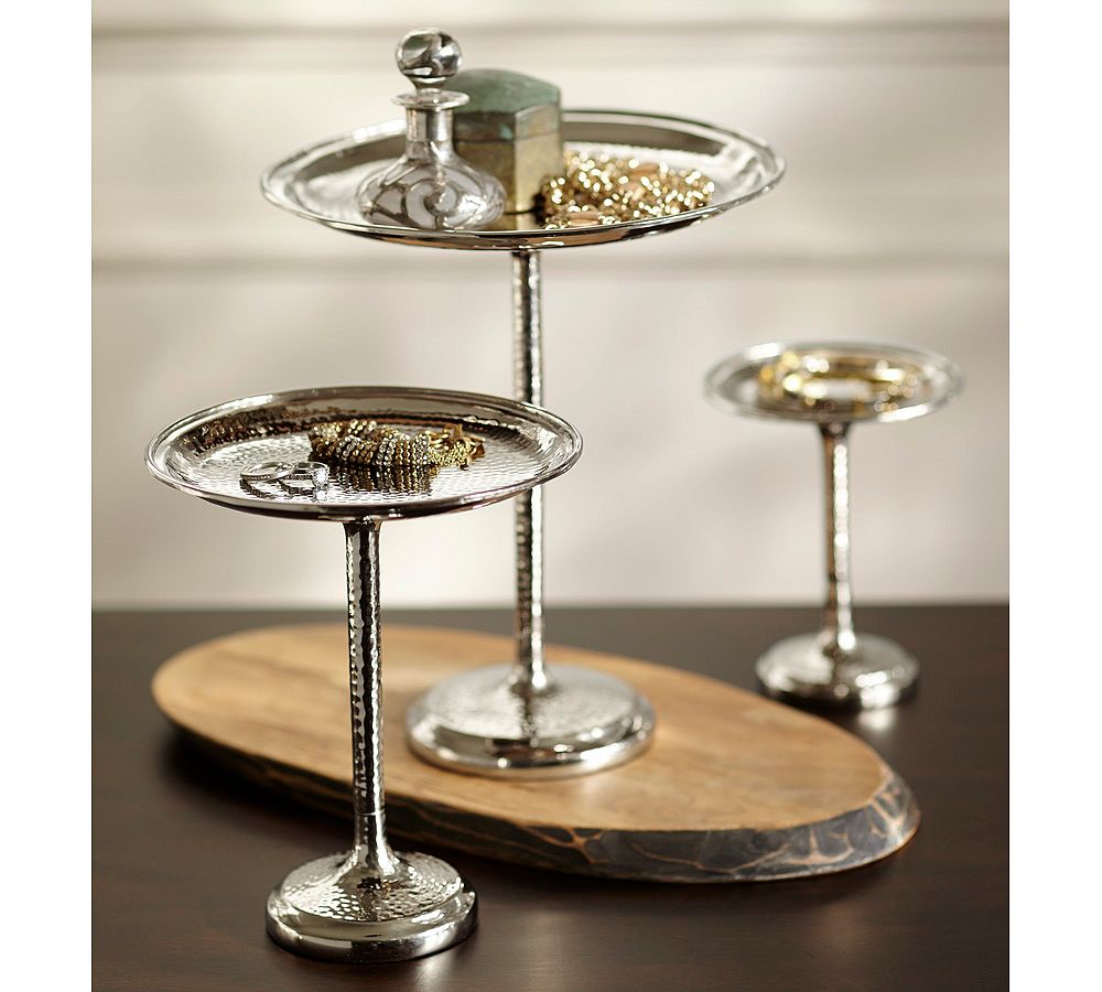 Hammered Metal Jewelry Trays, Set of 3