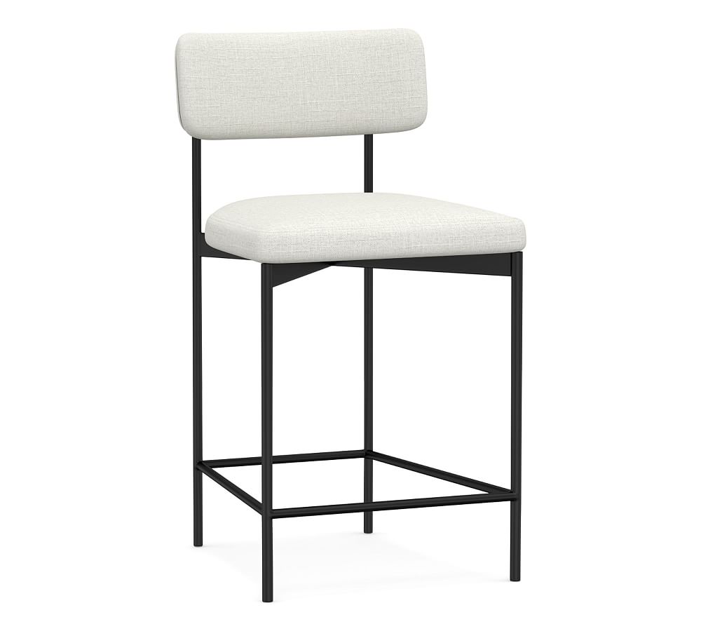 Open Box: Maison Upholstered Counter Height Bar Stool, Antique Bronze Leg, Basketweave Slub Ivory