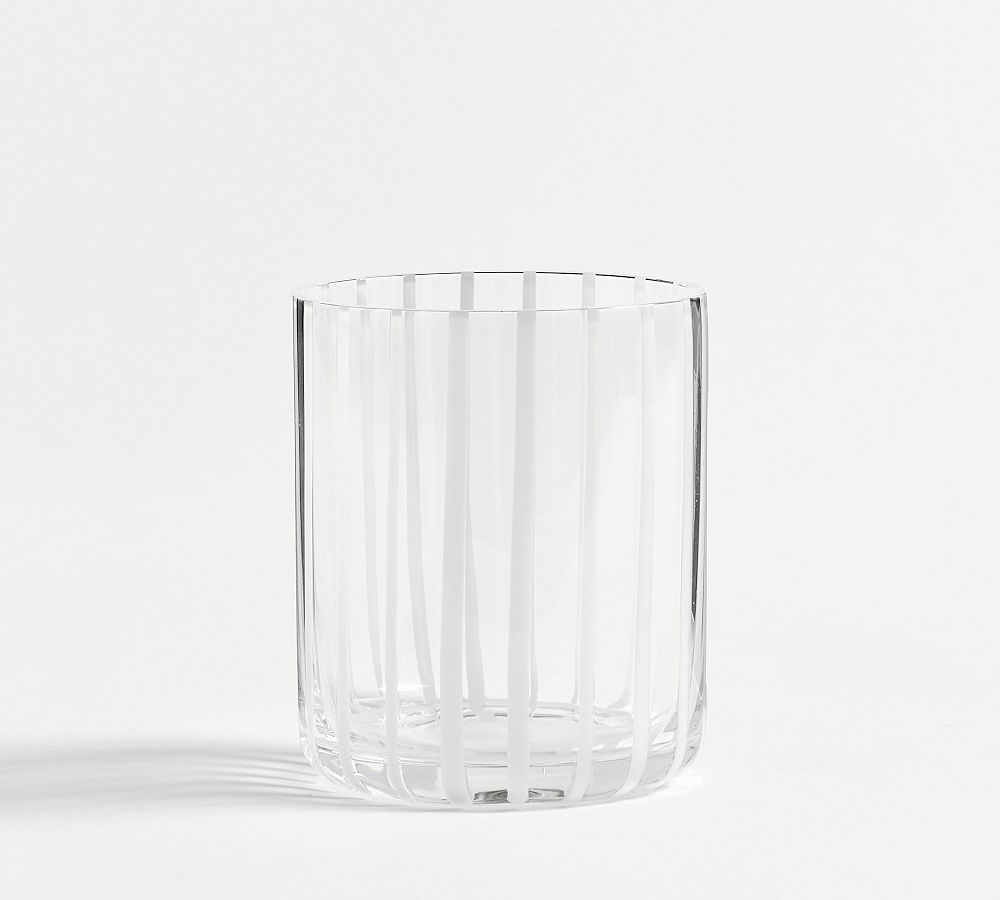 Stripe Short Tumbler - Glass Set 4 in White
