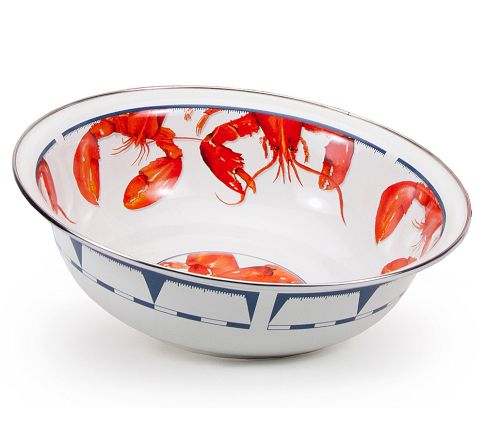 Golden Rabbit Lobster Enamel Serving Bowl