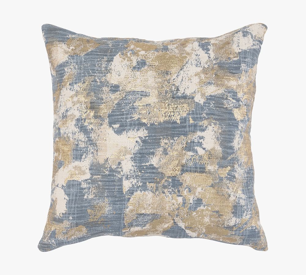 Blue Multi Abstract Embroidered Square Throw Pillow