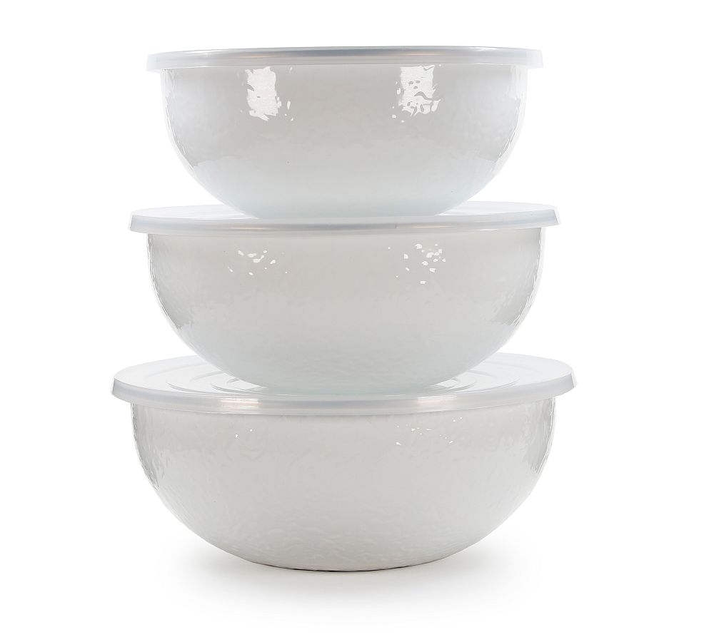 Golden Rabbit Enamel Lidded Mixing Bowls - Set of 3