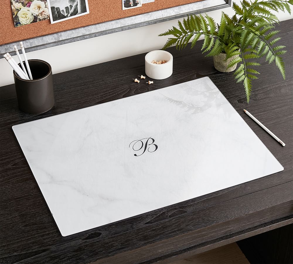 Desk Blotter, White Marble, 24"x18"