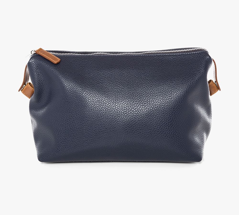 Max Vegan Leather Toiletry Bag - Navy