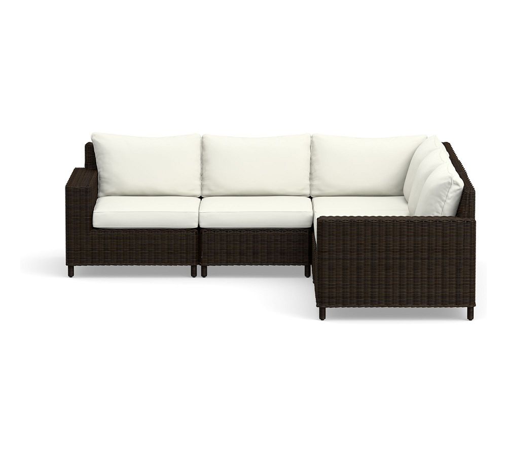 Torrey Square Arm Sectional Set 5pc - 1 Corner, 2 Armless Chair, 1 LA, 1 RA, HP Canvas; White