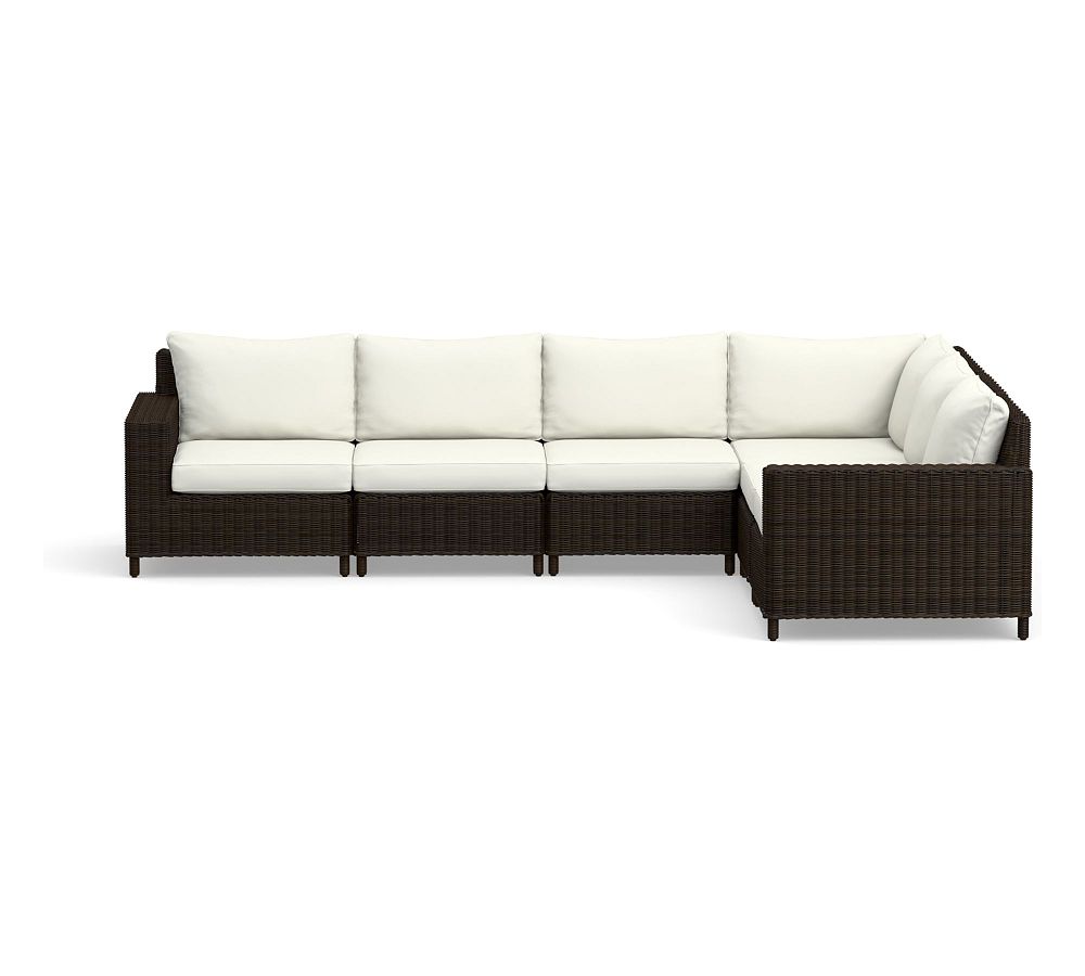 Torrey Square Arm Sectional Set 6pc - 1 Corner, 3 Armless Chair, 1 LA, 1 RA, HP Canvas; White