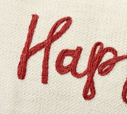 Happy Holidays Embroidered Lumbar Pillow