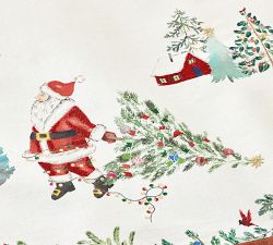 Christmas in the Country Santa Cotton/Linen Table Runner