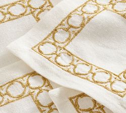 Gold Tile Cotton/Linen Cocktail Coasters - Set of 4