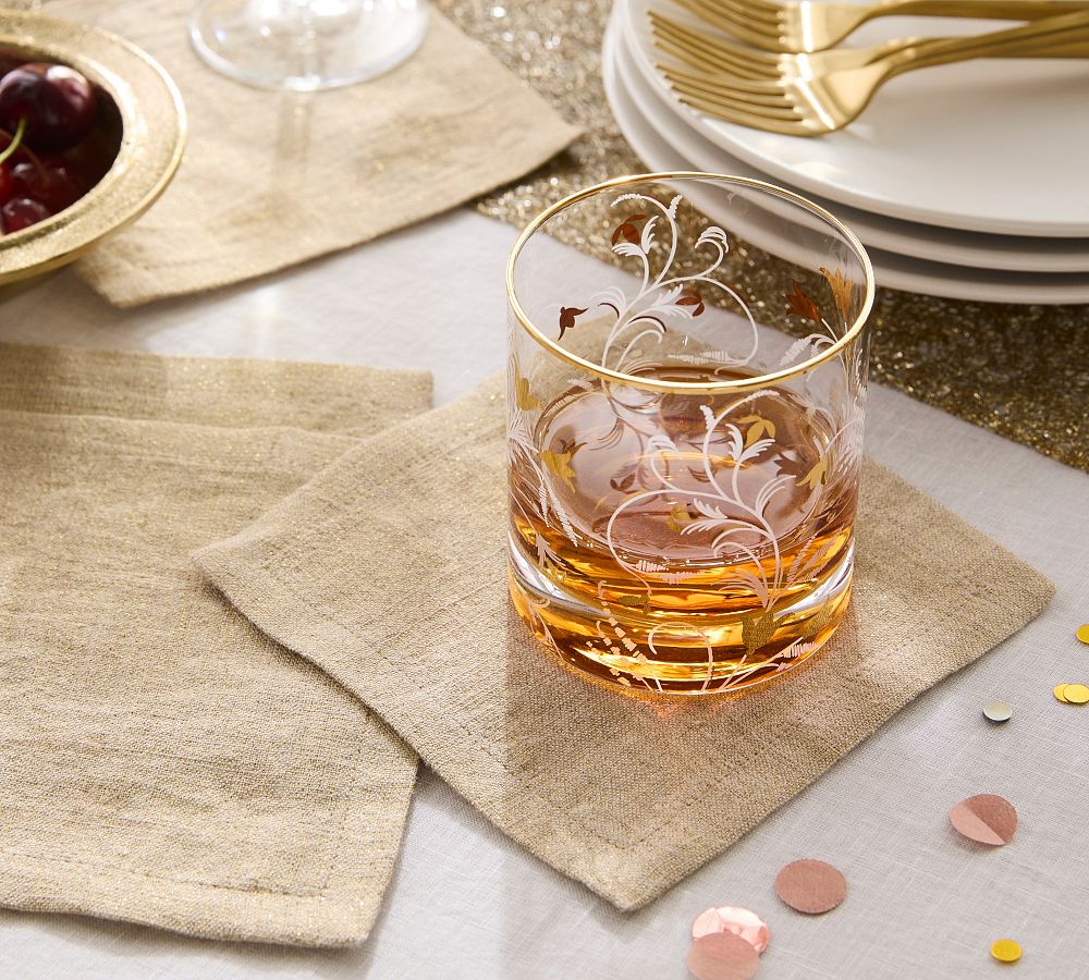 Shimmer Linen Cocktail Coasters - Set of 4