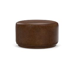 Jake Leather Swivel Ottoman, Leather Statesville Molasses