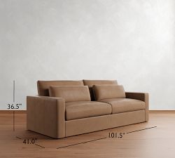 Westwood Square Arm Deep Seat Leather Sofa (77&quot; - 102&quot;)