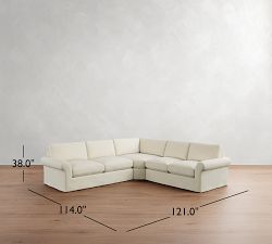 PB Comfort Modern Roll Arm Slipcovered 3-Piece L-Shaped Wedge Sleeper Sectional (121&quot;)