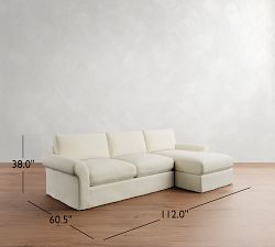PB Comfort Modern Roll Arm Slipcovered Chaise Sleeper Sectional (112&quot;)