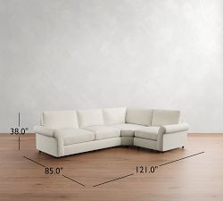 PB Comfort Roll Arm 3-Piece Wedge Sleeper Sectional (121&quot;)