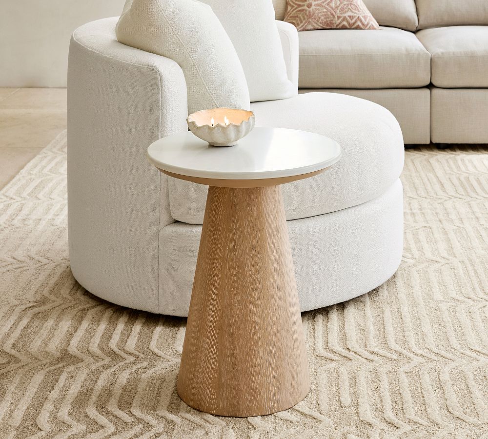 Ansel Round Quartz Side Table (18&quot;)