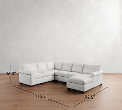 York Roll Arm 4-Piece Chaise Sectional (116&quot;)