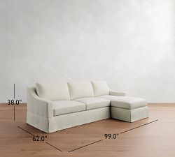 York Slope Arm Slipcovered Chaise Sleeper Sectional (99&quot;)