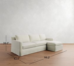 York Square Arm Slipcovered Chaise Sleeper Sectional (99&quot;)