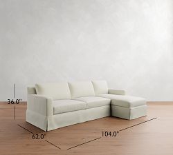 York Square Arm Slipcovered Chaise Sectional (84&quot;&ndash;114&quot;)
