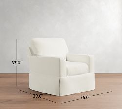 Buchanan Modern Square Arm Slipcovered Swivel Chair