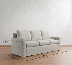 Cameron Modern Roll Arm Slipcovered Sofa  (63&quot;&ndash;98&quot;)