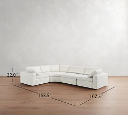 Dream Square Arm 4-Piece Curved Wedge Sectional (137&quot;)