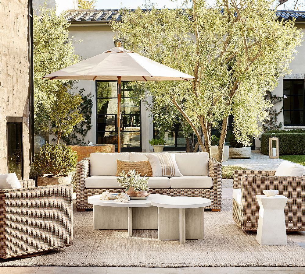 Huntington Wicker Outdoor Sofa 81" - Natural Style