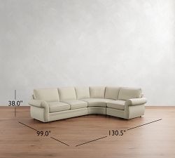 Pearce Roll Arm 3-Piece Curved Wedge Sectional (131&quot;)