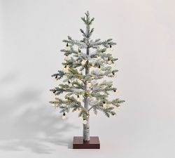 Lit Faux Flocked Pine Tree
